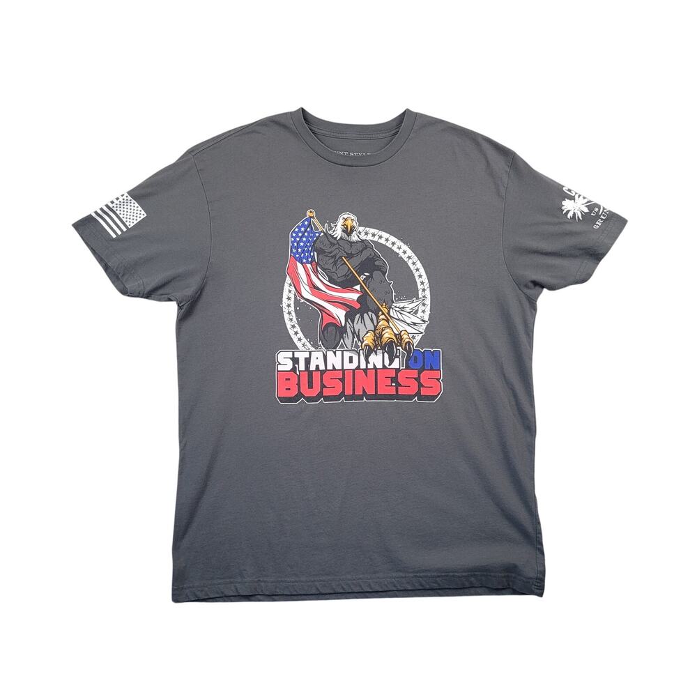 Grunt Style Standing On Business Eagle T Shirt Men XL Gray Americana Streetwear